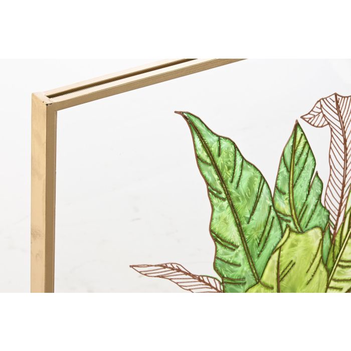DKD Home Decor Decoración de Pared con Hojas Tropicales de Metal y Cristal Verde y Dorado 80x60x3 cm 1 DKD Home Decor Decoración de Pared con Hojas Tropicales de Metal y Cristal Verde y Dorado 80x60x3 cm 1