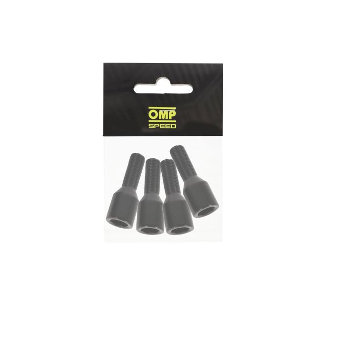 Omp OMPS09611201 Juego de 4 Tornillos Allen M12x1.5 Conico Largo 26 mm Llave 17-19 Color Negro Din 10.9
