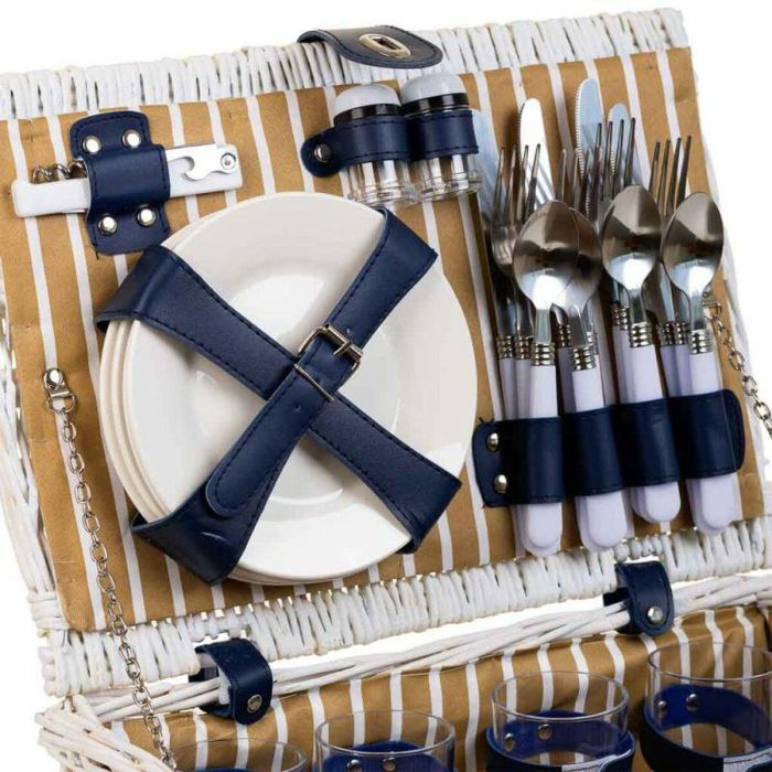 Cesta de Picnic Alexandra House Living Blanco Mimbre 3