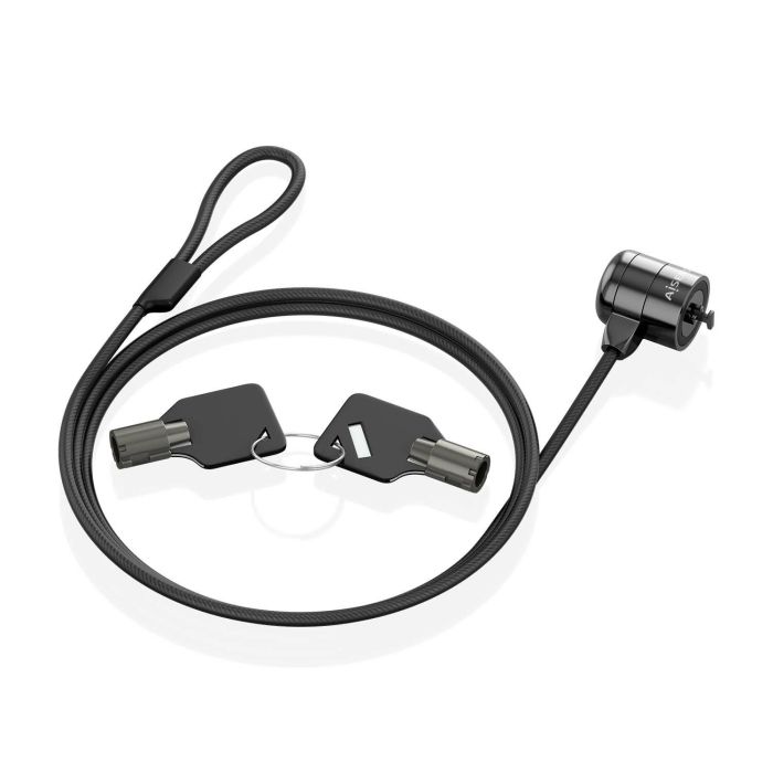 AISENS - CABLE DE SEGURIDAD CON CERRADURA DE LLAVE PARA ORDENADOR, MONITOR, PORTATIL 1.5M
