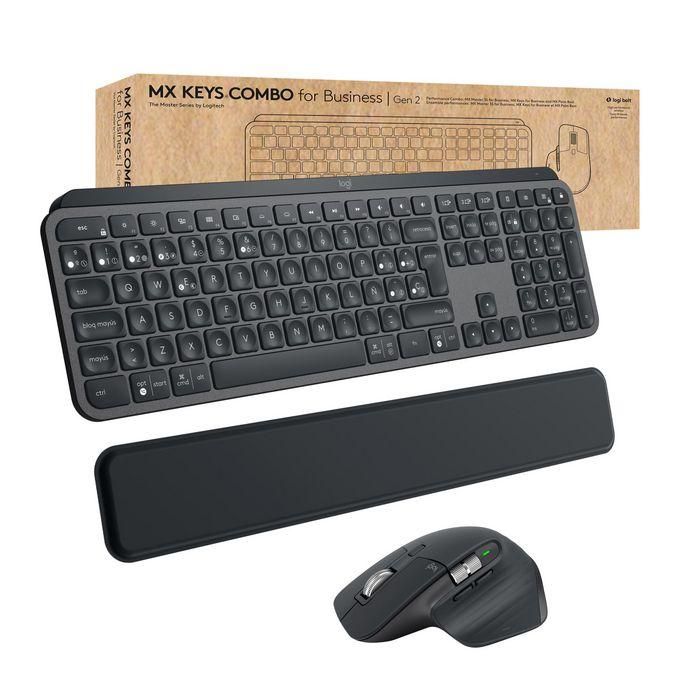 Logitech MX Keys Combo for Business Gen 2 - Teclado Retroiluminado Graphite ITA, Ratón MX Master 3S 8000 DPI Quiet Click, Logi Bolt 14 Logitech MX Keys Combo for Business Gen 2 - Teclado Retroiluminado Graphite ITA, Ratón MX Master 3S 8000 DPI Quiet Click, Logi Bolt 14