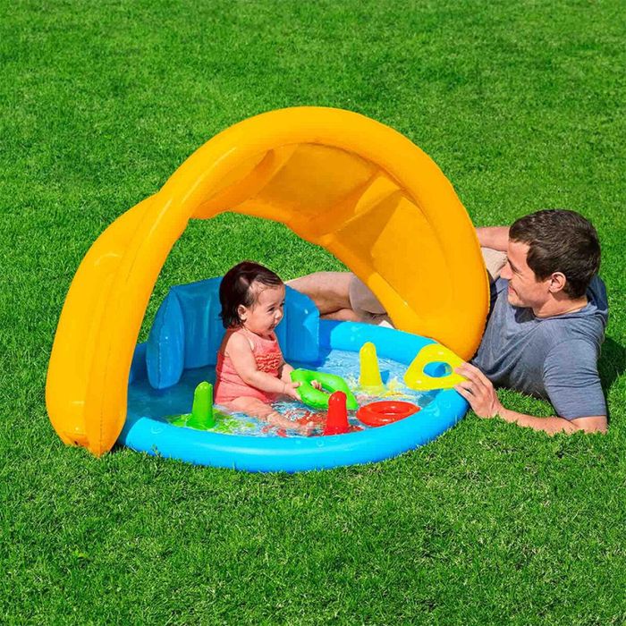 Bestway Piscina Hinchable Infantil Aprendizaje con Techo Desmontable 115x89x76 cm +6 Meses Jardin 52568 1