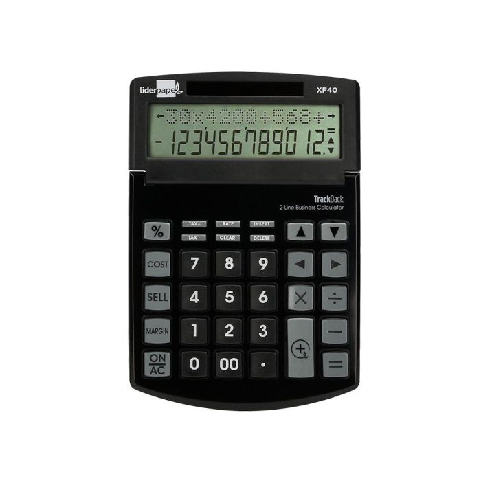 Calculadora Liderpapel Sobremesa Xf40 12 Digitos Dos Lineas Solar Y Pilas Negro 175x120x30 mm 40% Reciclada 2