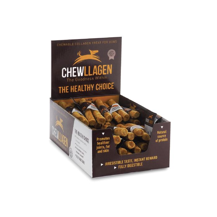 Chewllagen 742174712524 Rollo Masticable de Colágeno Pollo 12.5 cm para Perros, Digestión y Articulaciones, 2 Rollos/Pack, Display 35 Packs 1 Chewllagen 742174712524 Rollo Masticable de Colágeno Pollo 12.5 cm para Perros, Digestión y Articulaciones, 2 Rollos/Pack, Display 35 Packs 1