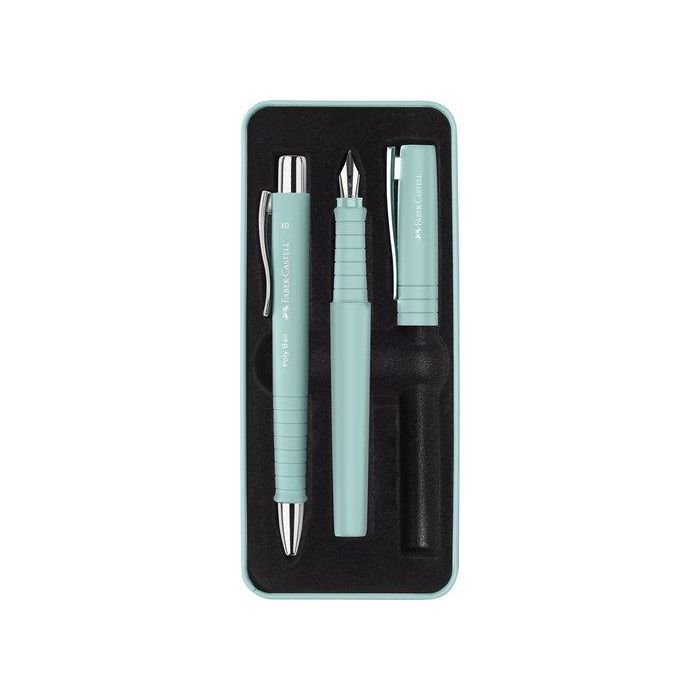 Faber Castell Set De Regalo Con Pluma Y Bolígrafo Poly Xb Azul Caribe