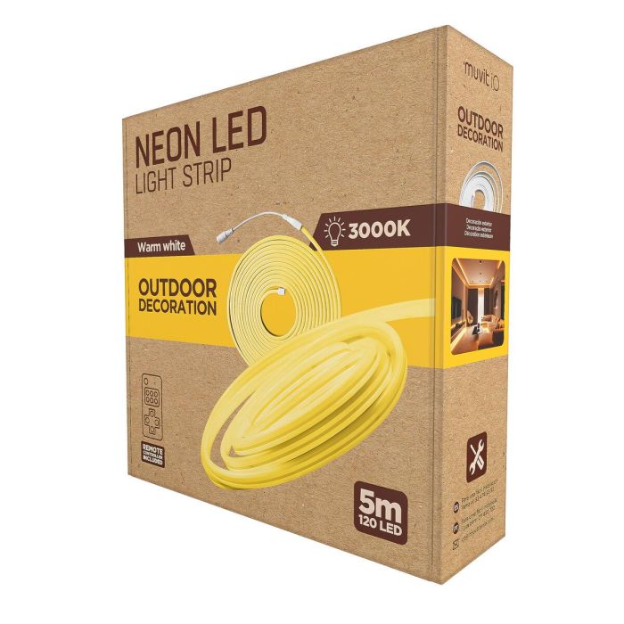 Muvit Tira LED Muvit Io Neon Ip65 5m Blanco Cálido 3000K 2600lm Control Remoto 2 Muvit Tira LED Muvit Io Neon Ip65 5m Blanco Cálido 3000K 2600lm Control Remoto 2