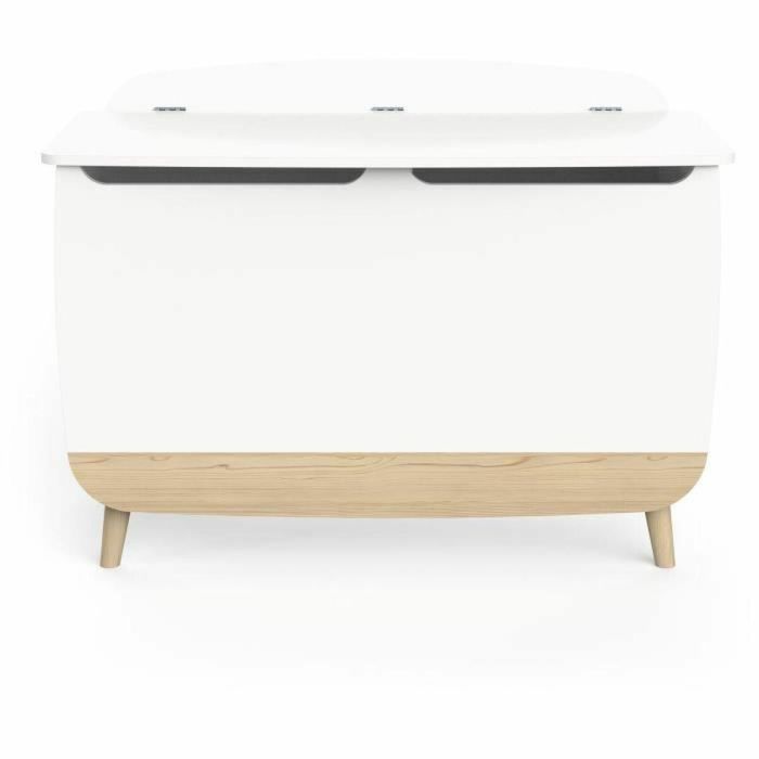 Caja para juguetes - FIRMIANA - Estilo escandinavo - Blanco mate / Roble Kronberg - 82,4 x 39,1 x 58,9 cm - DEMEYERE 1