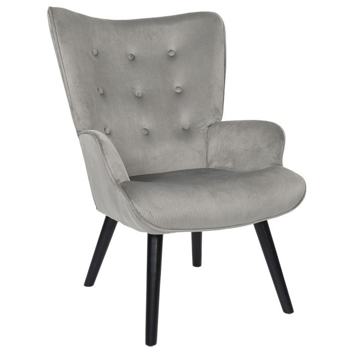 Home Deco Factory Butaca Sillón Giulia Gris de Acero con Patas de Madera y Tapizado de Poliéster 68x75x96 cm