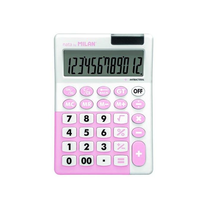 Calculadora Sobremesa Milan 12 Digitos Antibacteriana Rosa Blister De 1