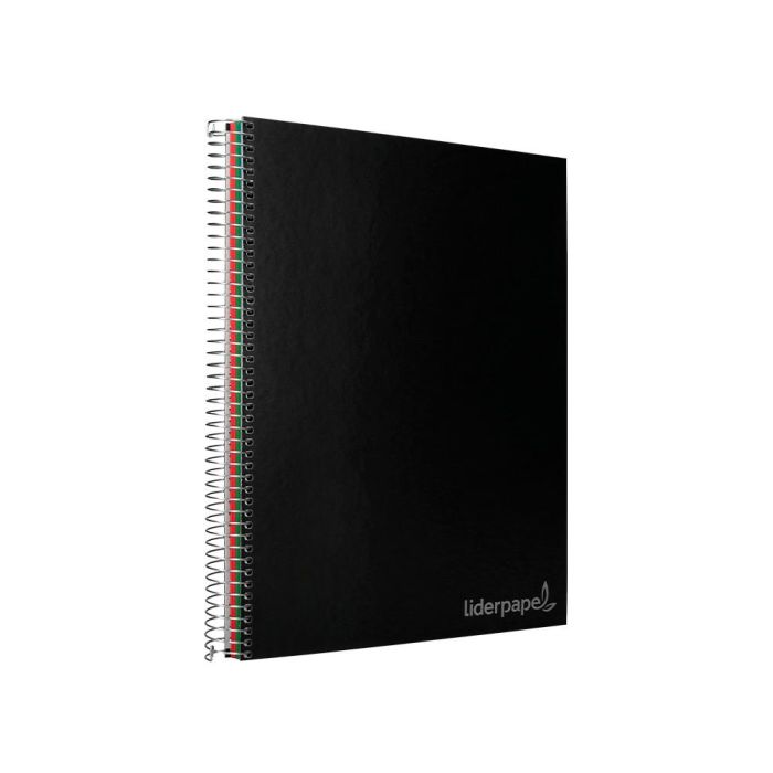 Cuaderno Espiral Liderpapel A4 Micro Jolly Tapa Forrada 140H 75 gr Cuadro 5 mm 5 Bandas 4 Taladros Color Negro 4