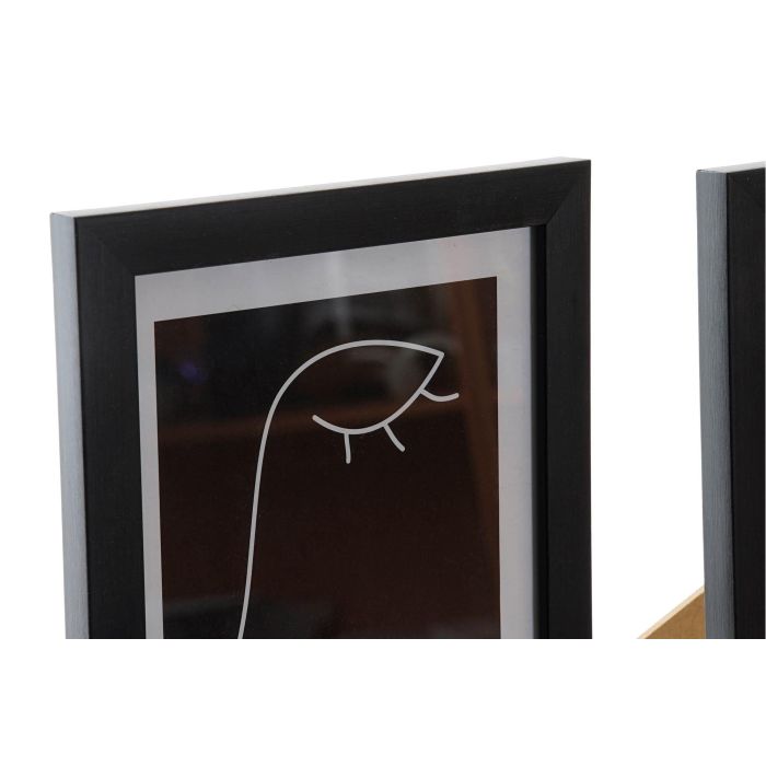 DKD Home Decor Set de 2 Marcos Multifoto Modernos Negros para 5 Fotos 22.5x22.5 cm MDF y Cristal 1