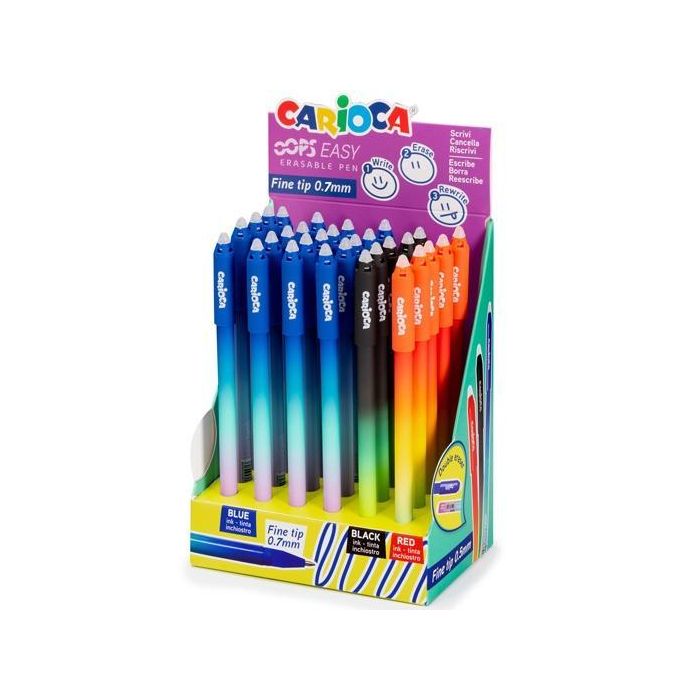 Carioca Bolígrafo Tinta Borrable Opps Easy 0,7 mm Colores Surtidos Expositor 30 Ud