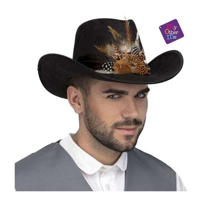 My Other Me Sombrero vaquero marrón con plumas, talla 59 cm, edad mínima recomendada 3 años 4