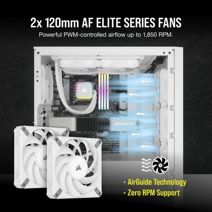 Corsair VENTI CPU ICUE H100i ELITE RGB Blanco Refrigeración por agua CW-9060078-WW 5