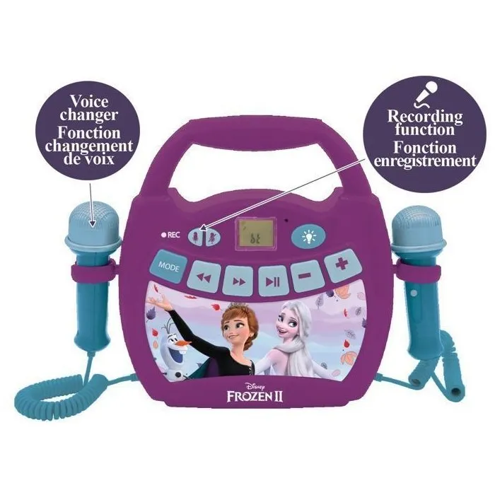 Lexibook Karaoke Digital Portátil Disney Frozen MP320FZZ para Niños con Bluetooth y 2 Micrófonos 1