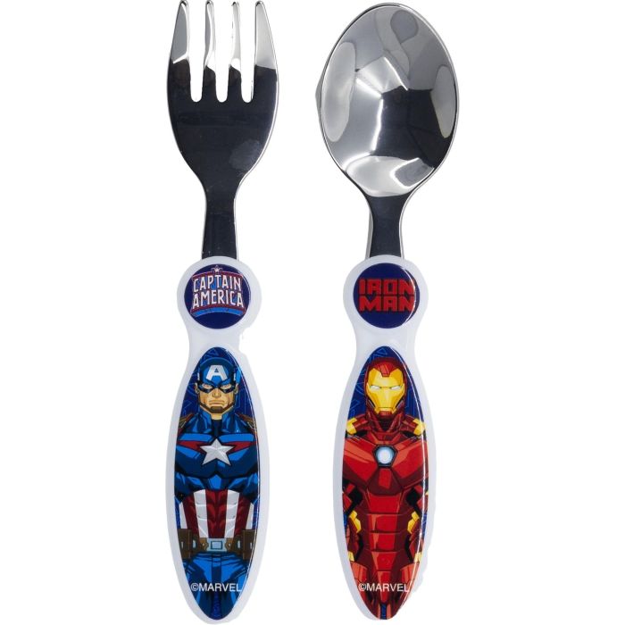 Marvel Juego De Cubiertos 2 Piezas Elípticos Metálicos Vengadores CZ11403 Acero Inoxidable Libre BPA 1