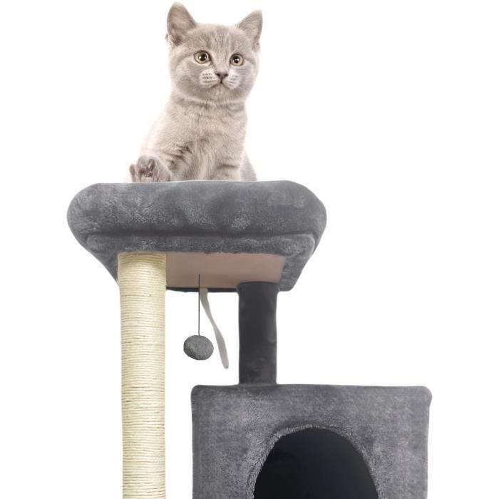 FLOPI Rascador para Gatos AL104 - Gris Oscuro - 44,5 x 48 x 86 cm - 1 Plataforma, 1 Pelota, 2 Casetas, 1 Rampa 4