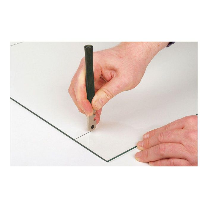 Wolfcraft 4108000 Cortador de vidrio estándar, rueda de corte CT, mango de madera lacada, para cristal de 3-5 mm, incluye 6 ruedas de repuesto