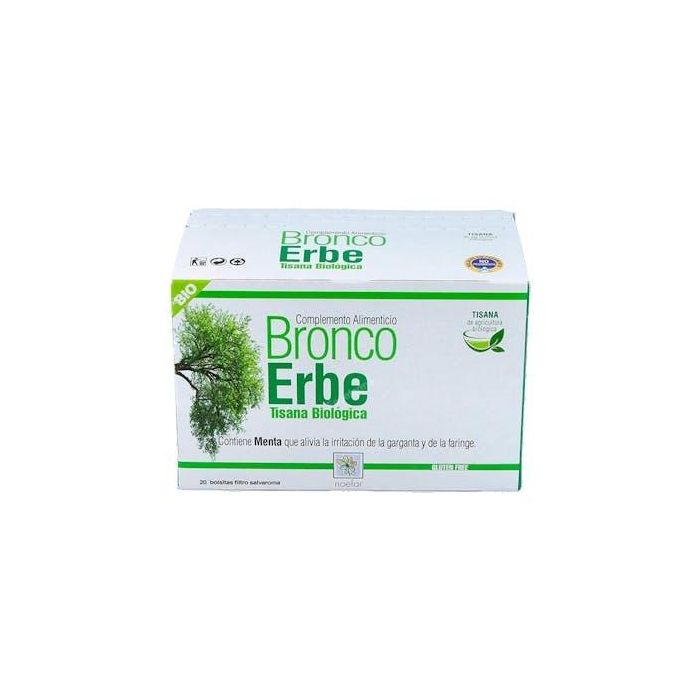 NOEFAR Broncoerbe Tisana para Vías Respiratorias Altas con Llantén, Tomillo, Eucalipto y Menta - 20 Filtros