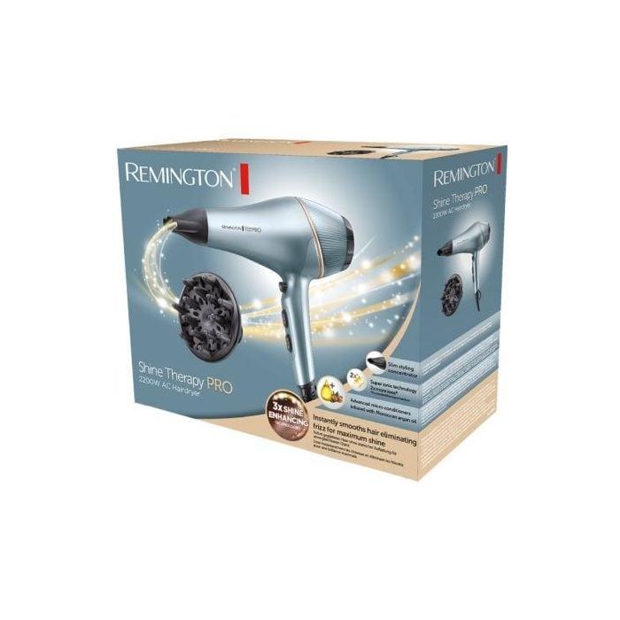 Secador Remington Shine Therapy Pro AC9300/ 2200W/ Iónico/ Negro y Azul 3 Secador Remington Shine Therapy Pro AC9300/ 2200W/ Iónico/ Negro y Azul 3