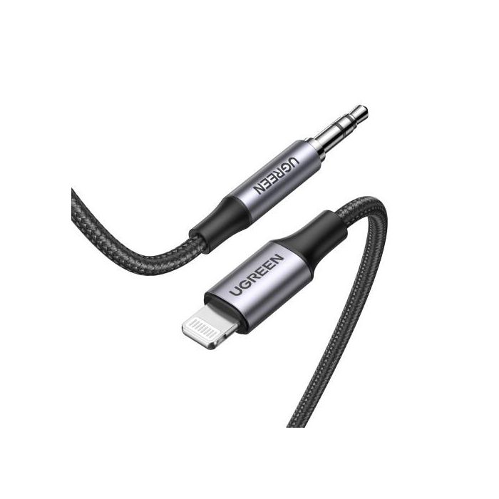 Ugreen 70509 Cable de Teléfono Móvil Plata 1 M 3,5Mm Lightning 1