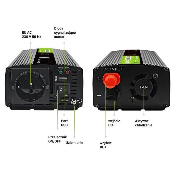 Green Cell KFZ Spannungswandler Power Inverter 12V > 230V 500W/1000W Display 4 Green Cell KFZ Spannungswandler Power Inverter 12V > 230V 500W/1000W Display 4