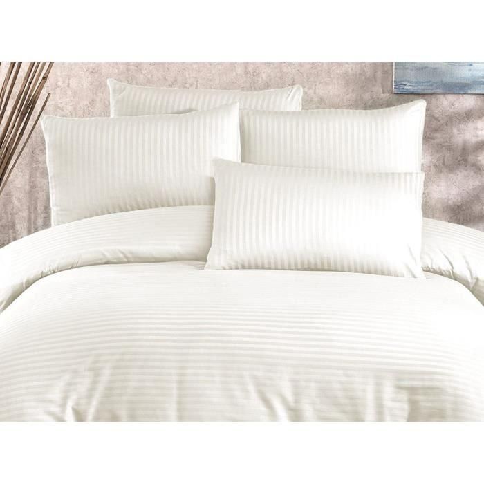 Juego de cama ASI8683743939237 - 1 funda nórdica 220x240 cm + 2 fundas almohada 60x60 cm - Poliéster/Algodón Crema 2