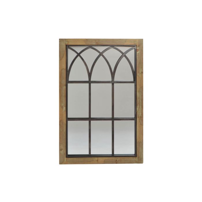 DKD Home Decor Espejo Tradicional Efecto Ventana Marrón y Negro de Abedul y Metal 95x60 cm