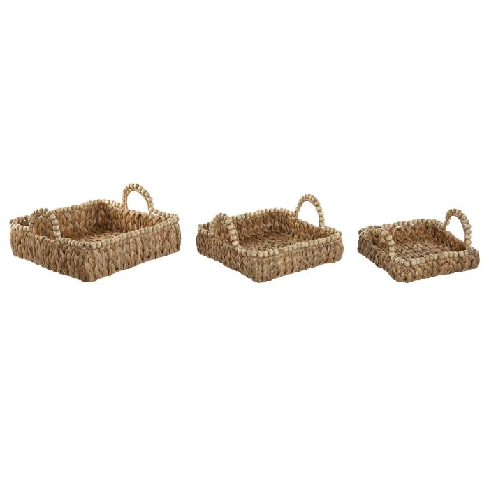 Bandeja Boho DKD Home Decor Natural 37 x 18 x 37 cm Set de 3 (2 Unidades)