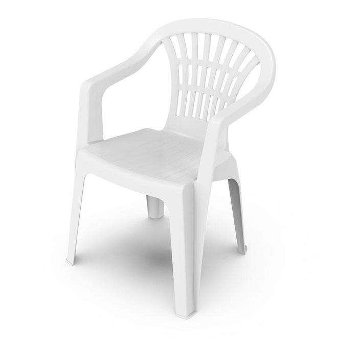 Silla lyra color blanco, apilable y respaldo bajo