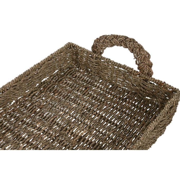 DKD Home Decor Bandeja Tropical Natural de Seagrass y Metal 50x35x15 cm Set de 2 2 DKD Home Decor Bandeja Tropical Natural de Seagrass y Metal 50x35x15 cm Set de 2 2
