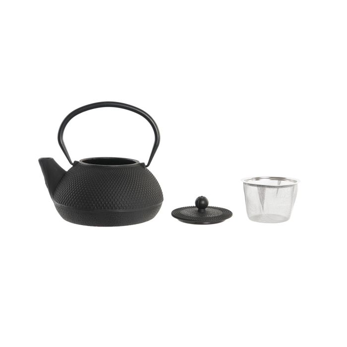 DKD Home Decor Tetera Oriental de Hierro Colado y Acero Inoxidable, 1.3L, Negro Blanco, 18x19x17.5 cm, Juego de 2 Unidades 2 DKD Home Decor Tetera Oriental de Hierro Colado y Acero Inoxidable, 1.3L, Negro Blanco, 18x19x17.5 cm, Juego de 2 Unidades 2