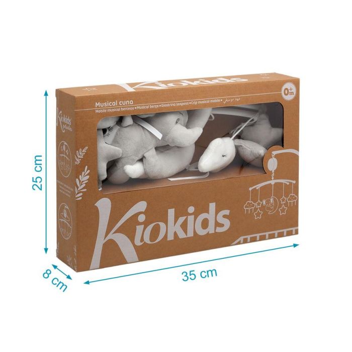KioKids Móvil Musical para Cuna Elefante Gris con Nubes y Estrellas, Nana Relajante Mecanismo de Cuerda Colección Dolci Amici para Bebés +0 Meses 4