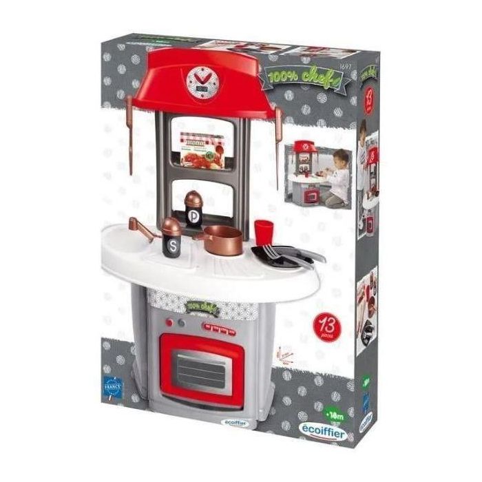 Ecoiffier 1697 Pequeña Cocina de Juguete de Concha con Horno, Fregadero, Placa y Accesorios, para Niños +18 meses 2