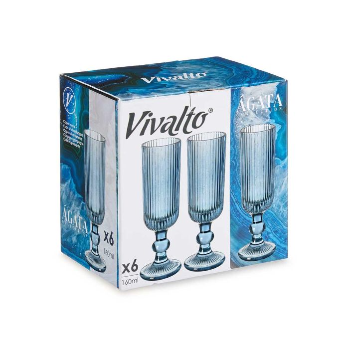 Copa Cava Azul Oscuro Rayas 160Ml Vivalto 6x18x6cm (24 Unidades) 2 Copa Cava Azul Oscuro Rayas 160Ml Vivalto 6x18x6cm (24 Unidades) 2