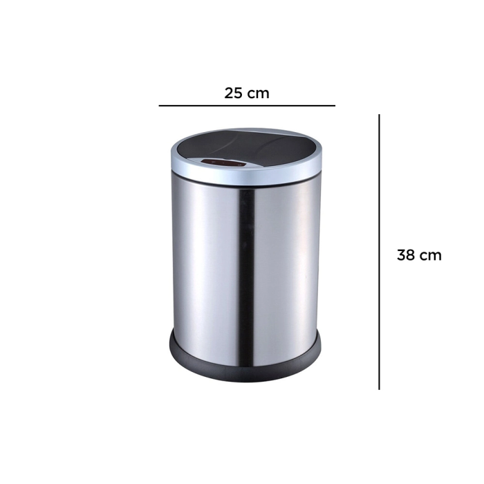 Q-connect Papelera con Sensor Automático de Metal, Cromada, Capacidad 10 Litros 1 Q-connect Papelera con Sensor Automático de Metal, Cromada, Capacidad 10 Litros 1