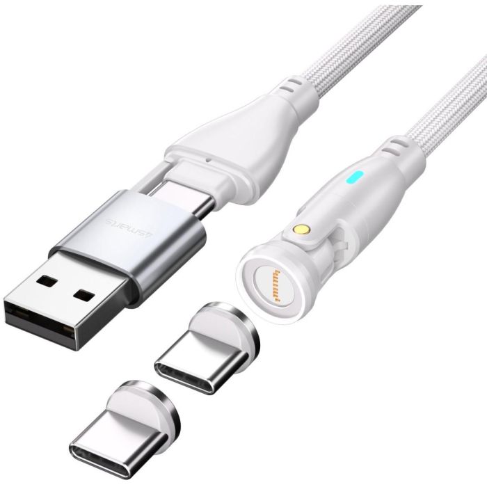 4smarts USB-C/A 540 Magnetkabel GravityCord 100W 1.8m wei 1