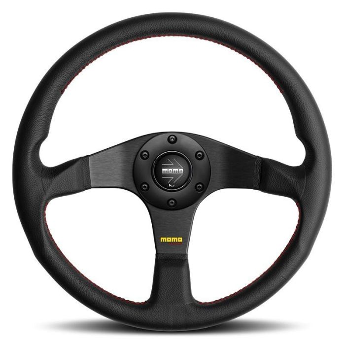 MOMO MOMVTUNERBLK32R Volante Tuner Competición Universal Piel Negra 320mm para Coche y Simulador Hecho en Italia