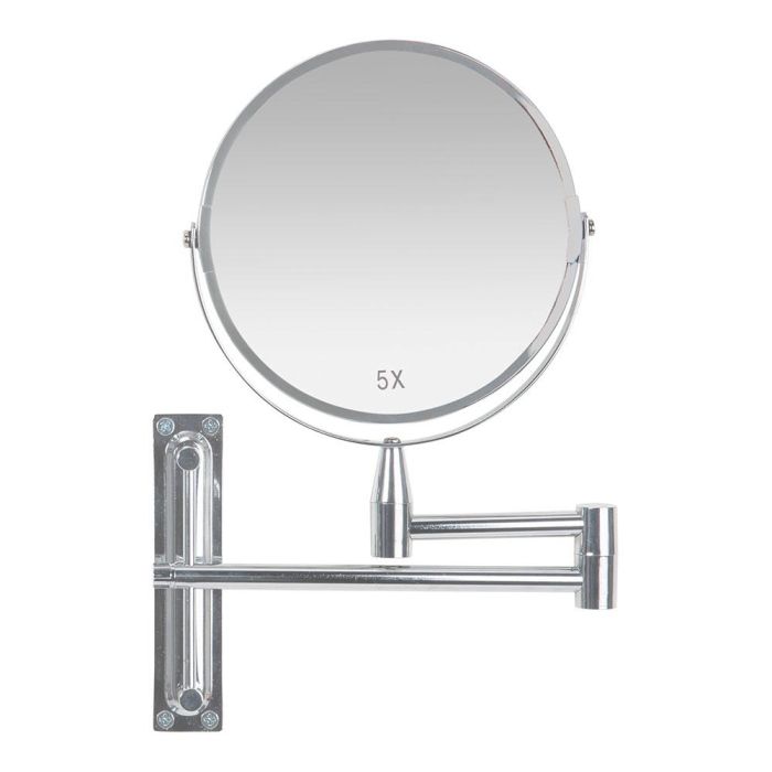 Andrea House Espejo extensible cromado x5au, redondo de doble cara, 1 y 5 aumentos, 21,5 - 39x3x26,5cm