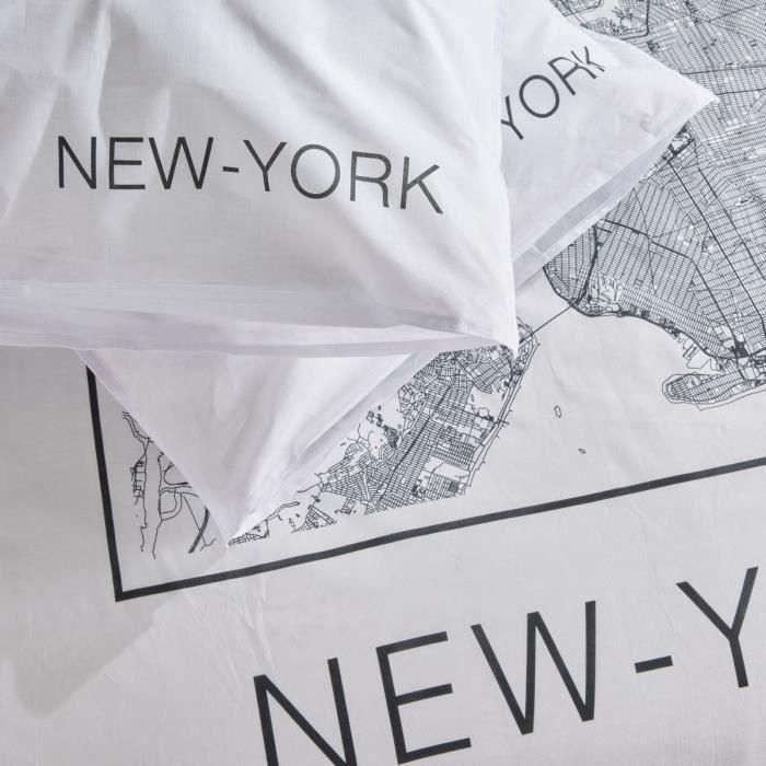 Juego de cama - TODAY - JAVA - 2 personas - 240x220 cm - Algodón - Estampado New York - Blanco 3 Juego de cama - TODAY - JAVA - 2 personas - 240x220 cm - Algodón - Estampado New York - Blanco 3
