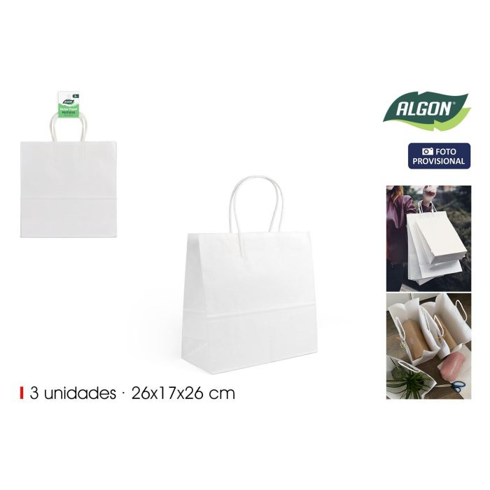 Algon Set-3 Bolsa Papel Blanco 26x17x26 cm (24 Unidades) Algon Set-3 Bolsa Papel Blanco 26x17x26 cm (24 Unidades)