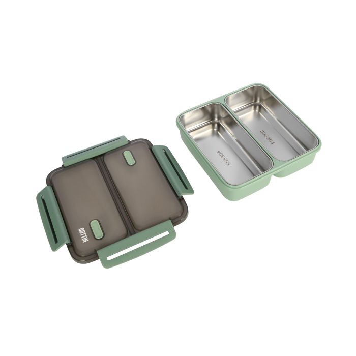 Fiambrera de plástico y acero con 2 departamentos - Thermosport (6 Unidades) 8 Fiambrera de plástico y acero con 2 departamentos - Thermosport (6 Unidades) 8