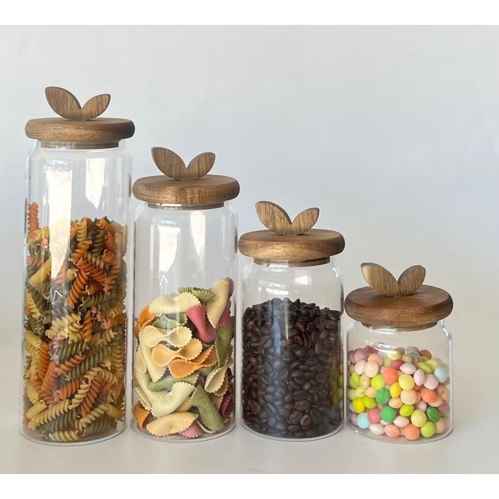 Bote Basicos DKD Home Decor Transparente Natural 9 x 28 x 9 cm Set de 4 1