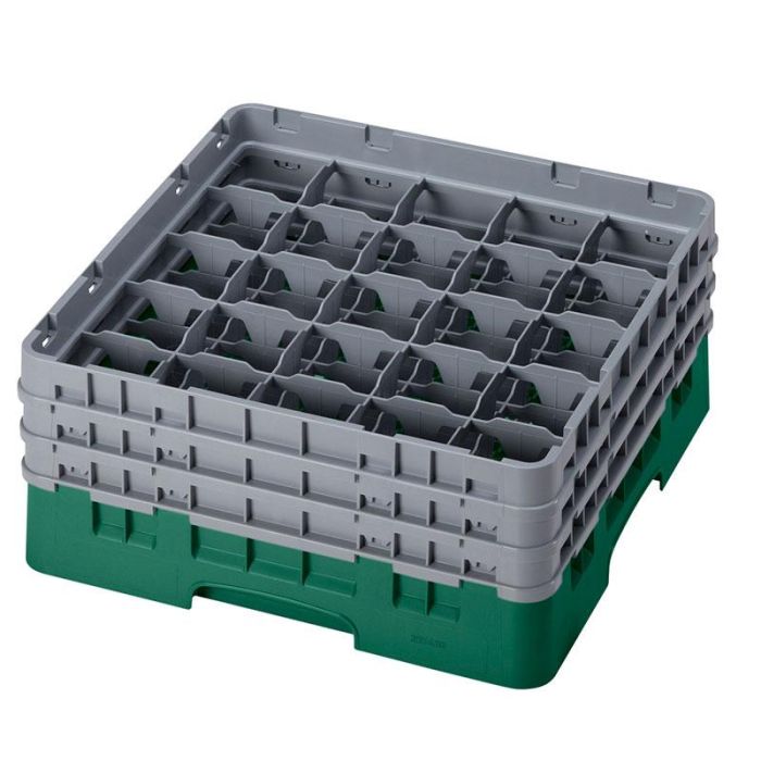 CAMBRO - 25S638-119 - Cesta de lavado 25 comp. 3 alturas - 8,7 cm Ø máx. - alt. máx. 17,6 cm - 50 x 50 x 22,5 cm - Verde sherwood