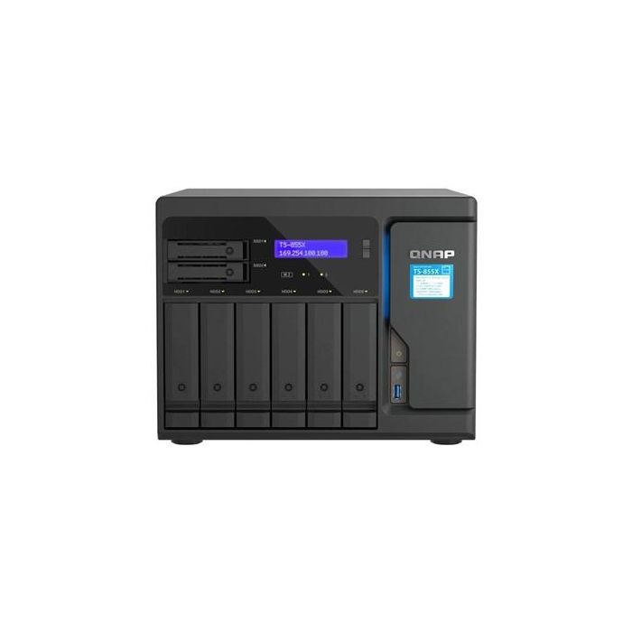Qnap Servidor NAS TS-855X-8G 8 Bahías 2x2.5GbE 1x10GbE Intel Atom C5125 8GB RAM 0 Qnap Servidor NAS TS-855X-8G 8 Bahías 2x2.5GbE 1x10GbE Intel Atom C5125 8GB RAM 0