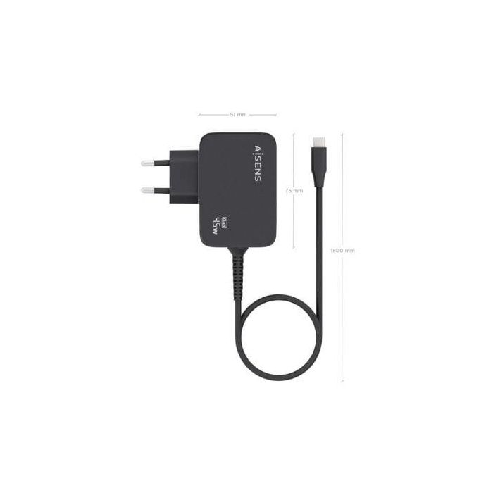 AISENS - CARGADOR GaN 45W PD3.0 1XUSB-C 1.8M, NEGRO 3 AISENS - CARGADOR GaN 45W PD3.0 1XUSB-C 1.8M, NEGRO 3