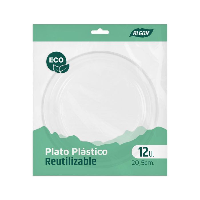 Set de 12 platos redondos de plástico económico, 20.5 cm - Algon (24 Cajas) 1 Set de 12 platos redondos de plástico económico, 20.5 cm - Algon (24 Cajas) 1