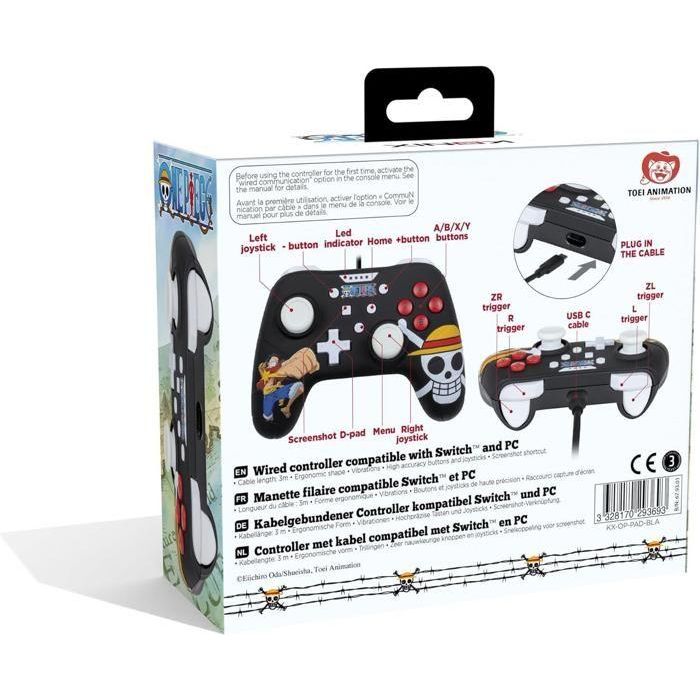 Konix AAAIK40446 Mando con Cable 3m Diseño One Piece Luffy para Nintendo Switch 3
