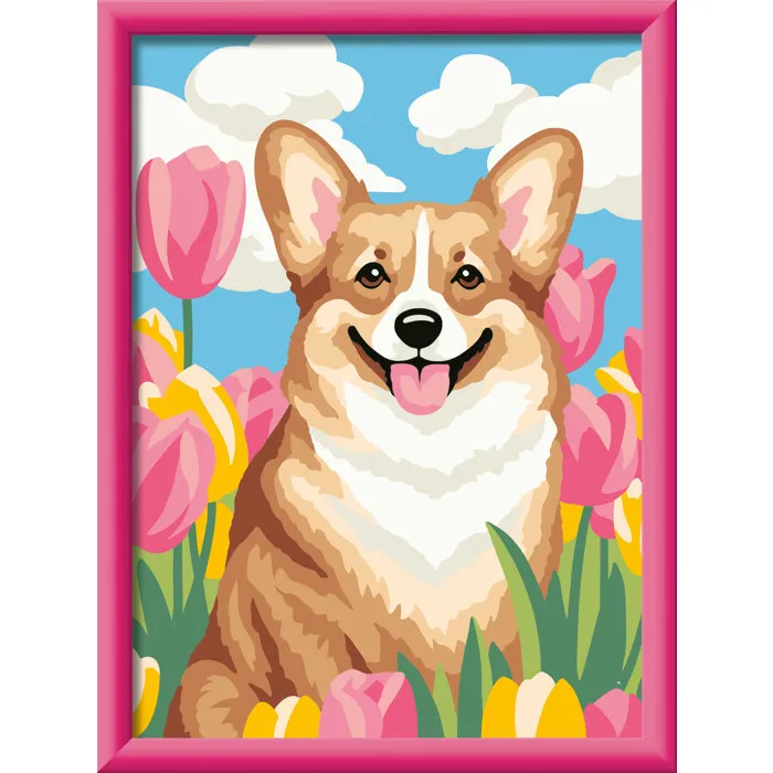 Ravensburger CreArt Kids Pintar por Números Corgi, Kit Pintura con Numeros 12023222 para +9 Años, Lienzo 18x24 cm