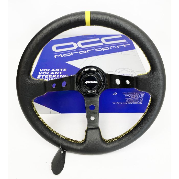 Occ Motorsport Volante Track OCCVOL004 Desplazado Piel Artificial Brazos Negros 350mm Deportivo 3